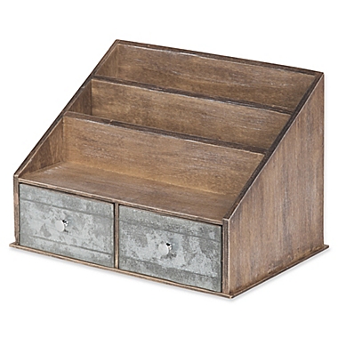 Kate and Laurel Industrious Desktop File Organizer in Brown/Silver. View a larger version of this product image.