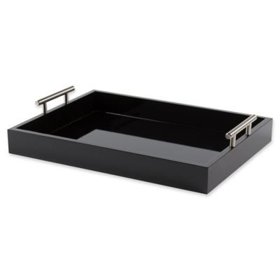 large black ottoman tray