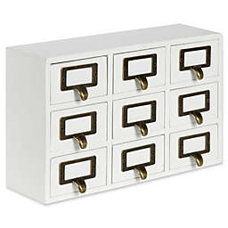 Kate and Laurel Desktop 9-Drawer Wood Apothecary Set in White
