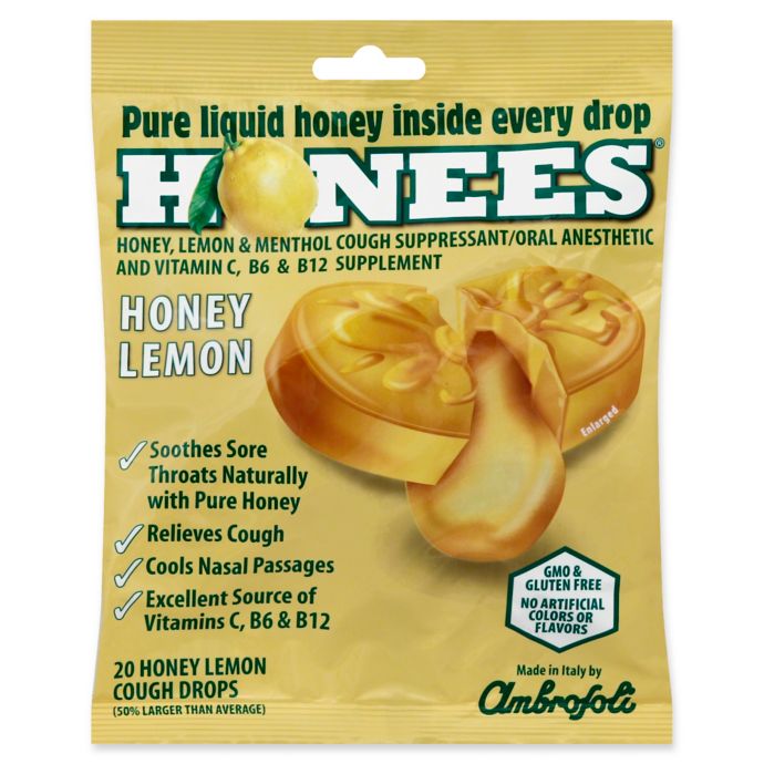Honees® 20Count Pure Honey Lemon Cough Drops Bed Bath & Beyond