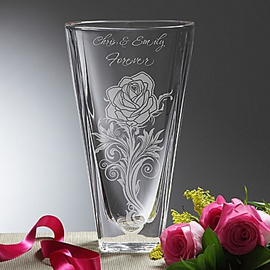 Rose Romance Etched Crystal Vase. View a larger version of this product image.