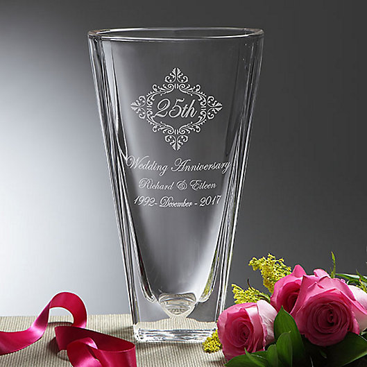 Alternate image 1 for Anniversary Memento Etched Crystal Vase