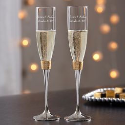 Personalized Wedding Toppers Toasting Flutes Cake Server Sets