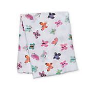 Lulujo Baby Butterfly Muslin Swaddle Blanket in White