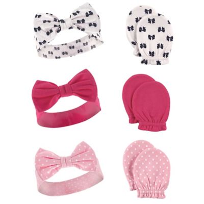 Hudson Baby&reg; 6-Piece Headband and Mitten Set in Pink