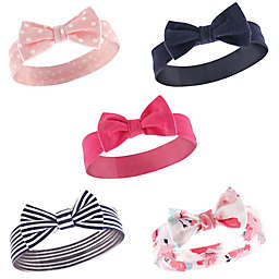 Hudson Baby® 5-Pack Patterned Headbands in Navy/Pink