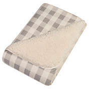Trend Lab&reg; Buffalo Check Flannel and Faux Shearling Blanket in Grey/Cream