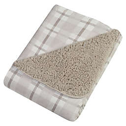 Trend Lab® Plaid Flannel and Faux Shearling Blanket in Grey/White