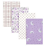 Trend Lab&reg; 4-Pack Llamas Flannel Receiving Blankets in Purple