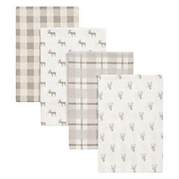 Trend Lab® 4-Pack Stag and Moose Flannel Receiving Blankets in Grey