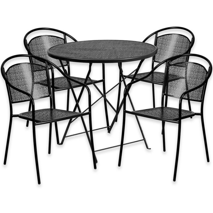 Flash Furniture Outdoor Patio Furniture Set With Round Back Chairs