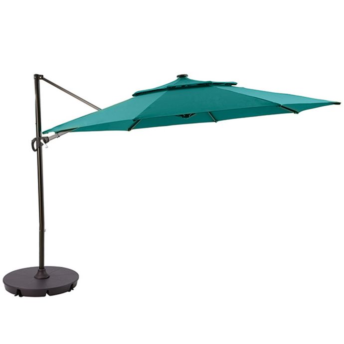 11 Foot Round Solar Cantilever Umbrella In Ocean Bed Bath And