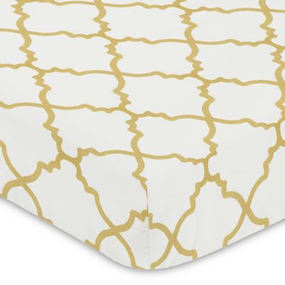 white and gold crib sheet