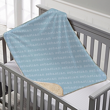 Playful Name Personalized 30-Inch x 40-Inch Sherpa Baby Blanket in Blue. View a larger version of this product image.