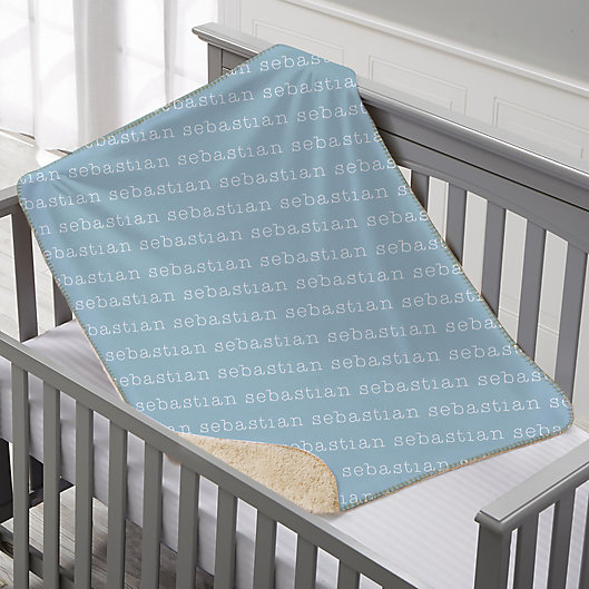 Alternate image 1 for Playful Name Personalized 30-Inch x 40-Inch Sherpa Baby Blanket in Blue