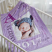 All About Baby Girl Personalized 30-Inch x 40-Inch Fleece Photo Baby Blanket