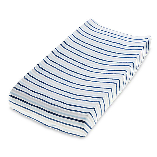 Alternate image 1 for aden + anais™ essentials Denim Wash Cotton Muslin Changing Pad Cover in Blue