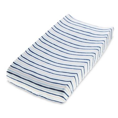 aden + anais&trade; essentials Denim Wash Cotton Muslin Changing Pad Cover in Blue. View a larger version of this product image.