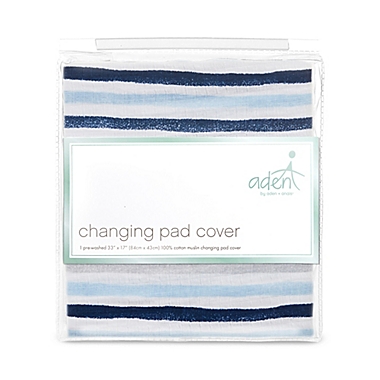 aden + anais&trade; essentials Denim Wash Cotton Muslin Changing Pad Cover in Blue. View a larger version of this product image.