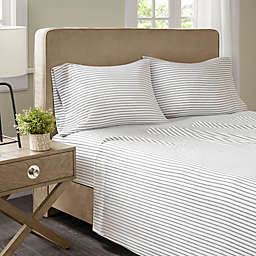 Madison Park Essentials Chambray Stripe Full Sheet Set in Grey