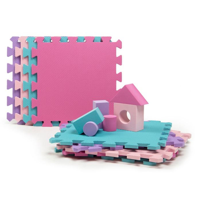 Tadpoles 9 Piece Play Mat With Blocks In Pink Purple Buybuy Baby