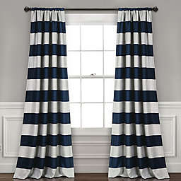 Stripe Rod Pocket Room Darkening Window Curtain Panels (Set of 2)