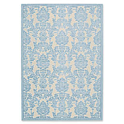 Nourison Gil Damask 5-Foot 3-Inch x 7-Foot 5-Inch Area Rug in Ivory/Light Blue