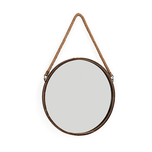 Round Mirror With Hanging Rope In Gold, Danya B Round Mirror With Hanging Rope In Gold