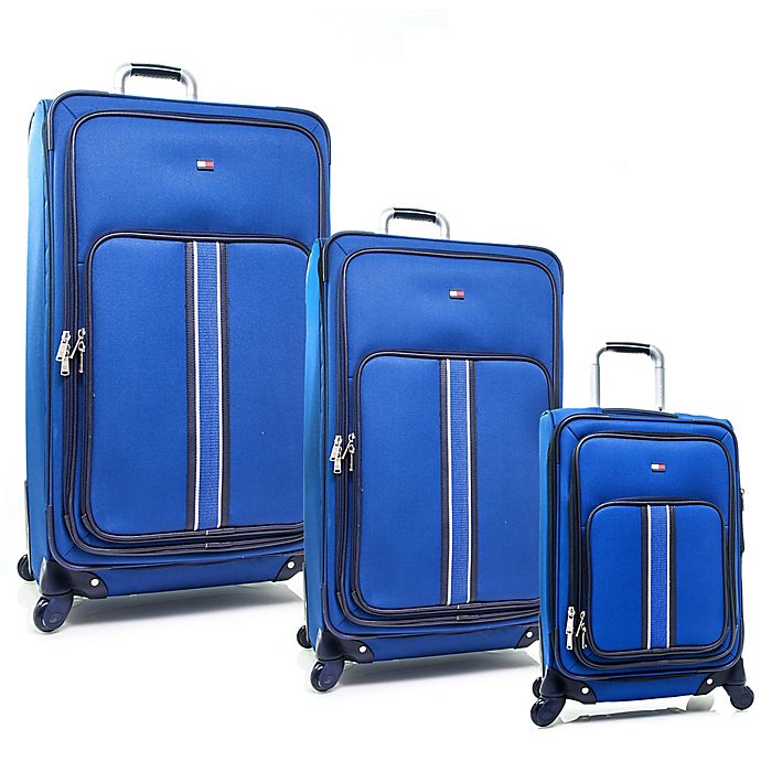 blue Tommy Hilfiger Signature Solid Expandable Spinner Luggage