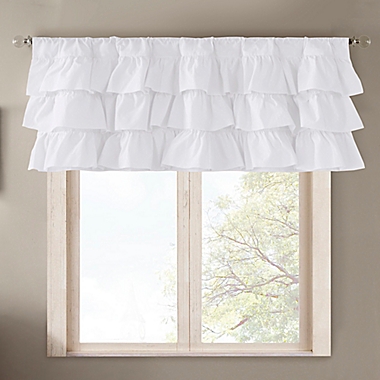 Madison Park Anna Oversized Ruffle Window Valance in White. View a larger version of this product image.