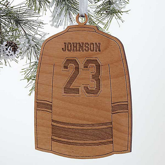 Alternate image 1 for Hockey Jersey Wood Christmas Ornament