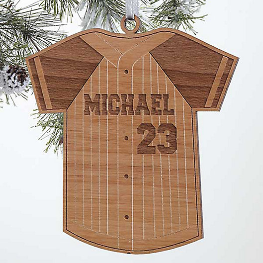 Alternate image 1 for Baseball Jersey Wood Christmas Ornament