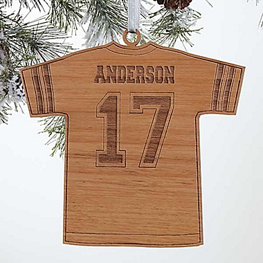 Football Jersey Wood Christmas Ornament. View a larger version of this product image.