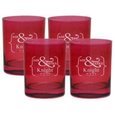 Carved Solutions Mr. & Mrs. Old-Fashioned Glasses in Ruby (Set of 4). View a larger version of this product image.