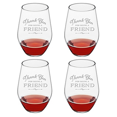 Susquehanna Glass "Thank You for Being a Friend" Stemless Wine Glasses (Set of 4). View a larger version of this product image.