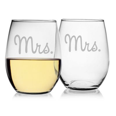 mr and mrs stemless wine glasses