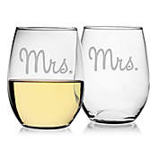 Susquehanna Glass Mrs. & Mrs. Stemless Wine Glasses (Set of 2)