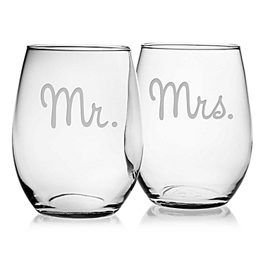 Susquehanna Glass Mr. & Mrs. Stemless Wine Glasses (Set of 2). View a larger version of this product image.