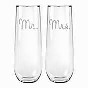Susquehanna Glass Mr. & Mrs. Stemless Flutes (Set of 2)