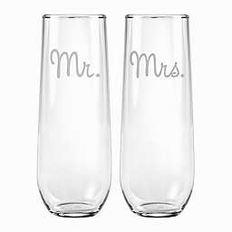 Susquehanna Glass Mr. & Mrs. Stemless Flutes (Set of 2)
