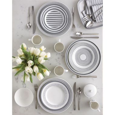 kate spade new york Charlotte Street™ East 4-Piece Dinnerware Place Setting  in White/Slate | Bed Bath & Beyond