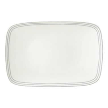 kate spade new york Charlotte Street&trade; 16-Inch Rectangular Serving Platter in White/Slate. View a larger version of this product image.