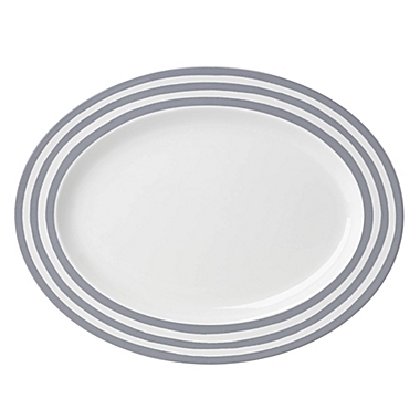 kate spade new york Charlotte Street&trade; 17-Inch Oval Serving Platter in White/Slate. View a larger version of this product image.