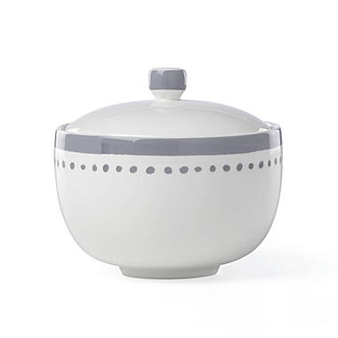kate spade new york Charlotte Street&trade; Covered Sugar Bowl in White/Slate. View a larger version of this product image.