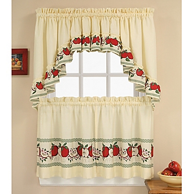 Red Delicious 36-Inch Kitchen Window Curtain Tiers and Swag in Multi. View a larger version of this product image.