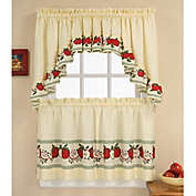 Red Delicious 24-Inch Kitchen Window Curtain Tiers and Swag in Multi