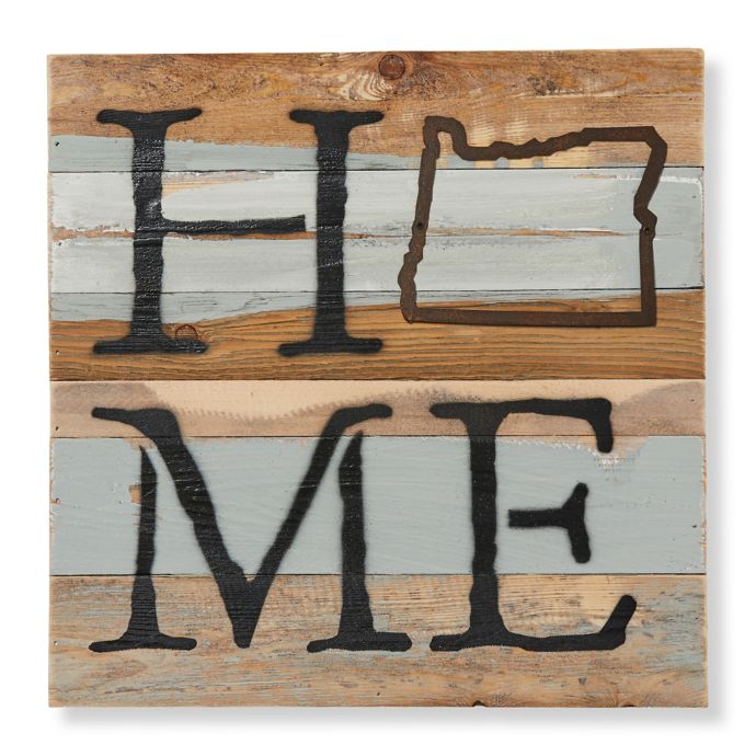 Sweet Bird Co Oregon Home State Reclaimed Wood Wall Art Bed