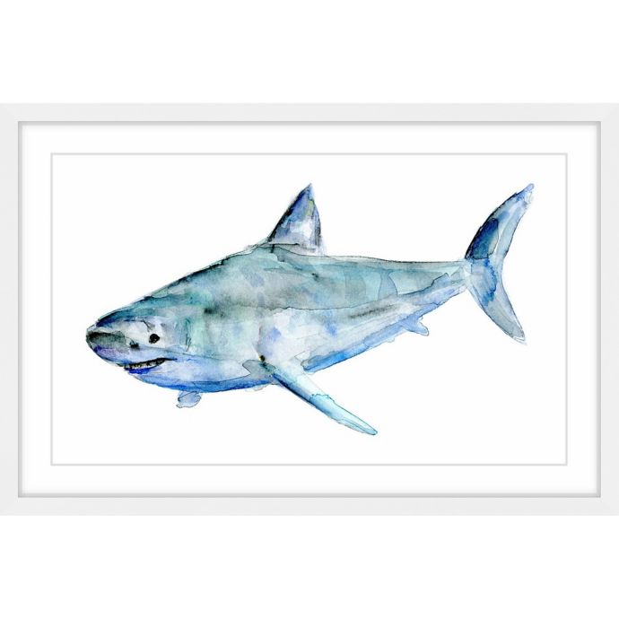 Marmont Hill Shark 30 Inch X 20 Inch Framed Wall Art Bed Bath Beyond