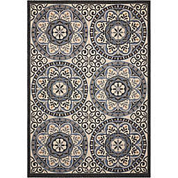 Nourison Caribbean Medallion 5'3 x 7'5 Indoor/Outdoor Area Rug in Ivory/Charcoal