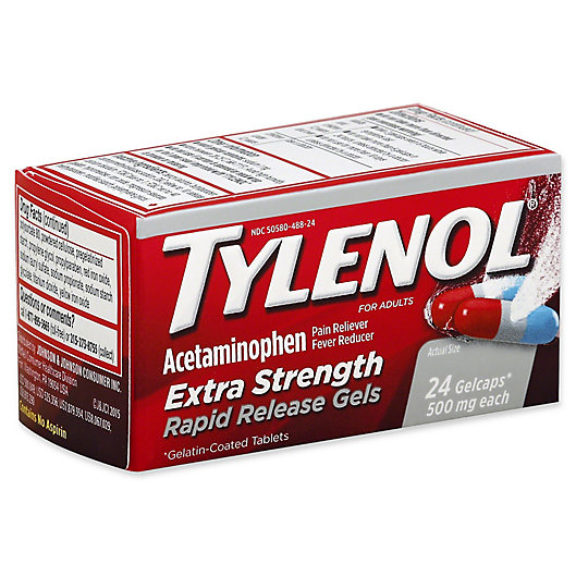 Alternate image 1 for Tylenol® Extra Strength 24-Count 500 mg Pain Reliever Fever Reducer Rapid Release GelCaps
